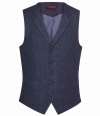 BK520 1463 Brook Taverner Memphis Tweed Waistcoat navy herringbone colour image